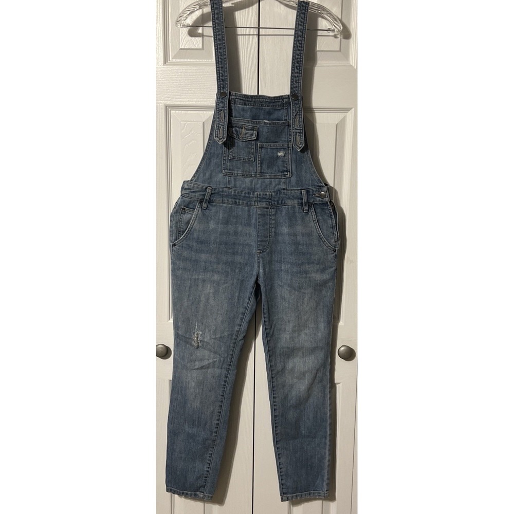 Free People Slim Fit Adjustable Denim Bib Distressed Overalls Size 26 (30x28)